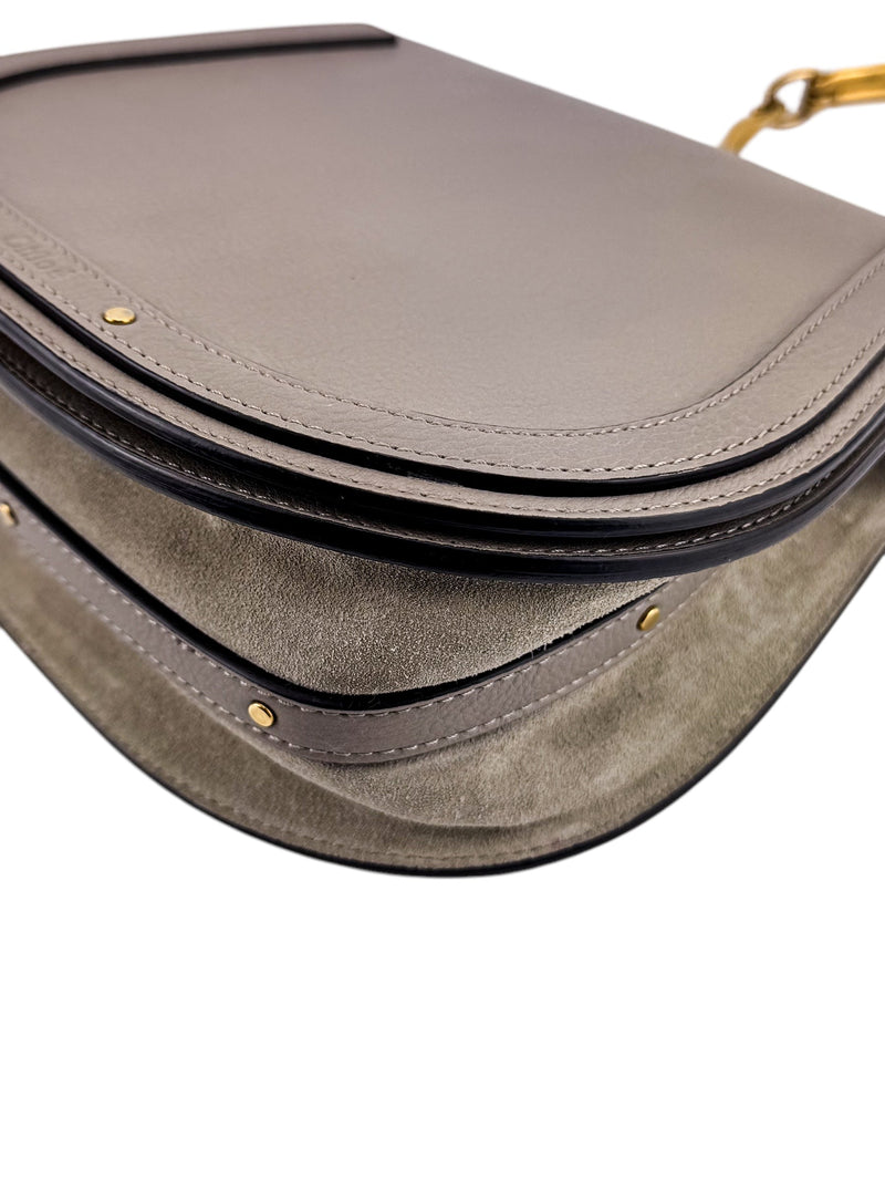 Chloe Grey Calfskin Suede Nile Bracelet Bag Medium