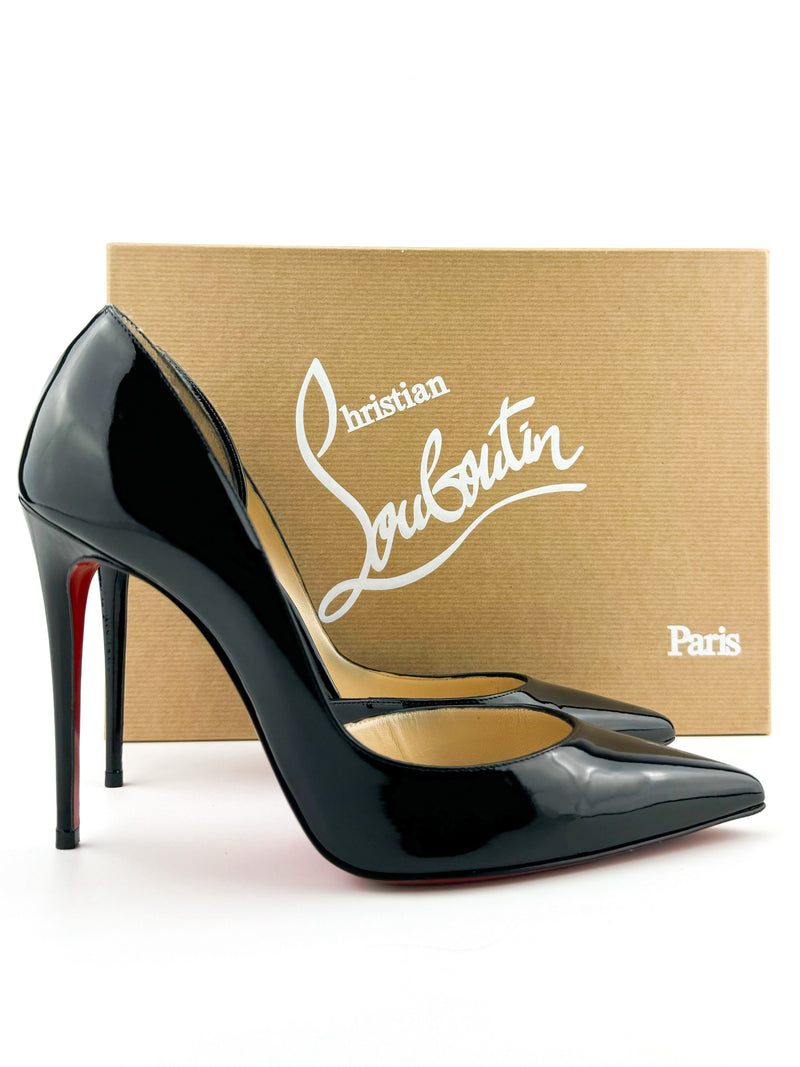 Christian Louboutin Black Patent Iriza Heels SZ 37