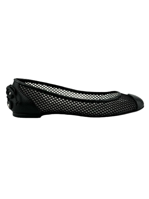 Giuseppe Zanotti Black Mesh and Lizard Ballet Shoes