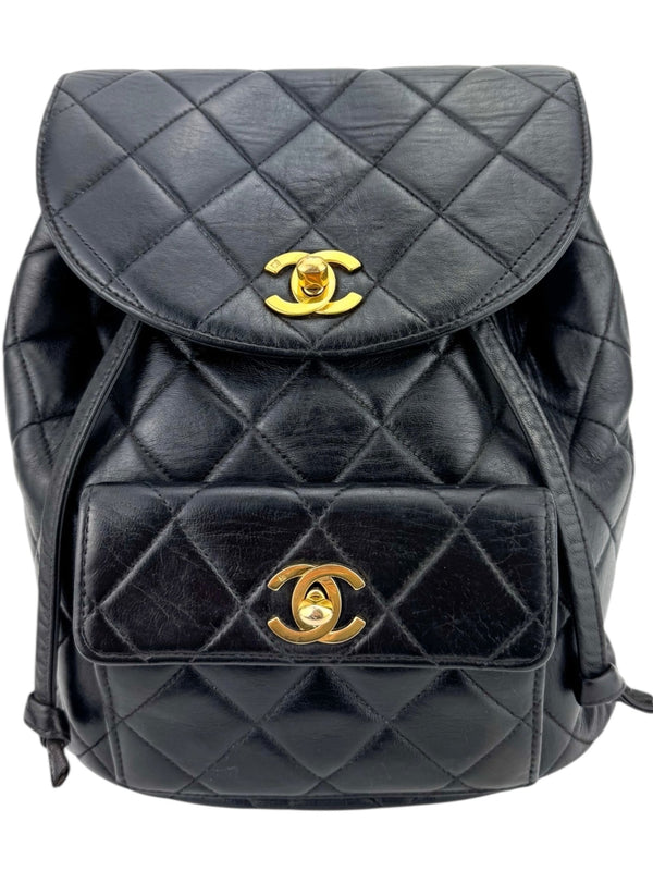 Chanel Vintage Black Lambskin Duma Backpack small (full set)