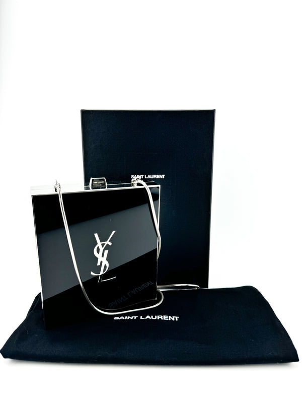 Saint Laurent Black Plexiglass and Metal Tuxedo Box Bag