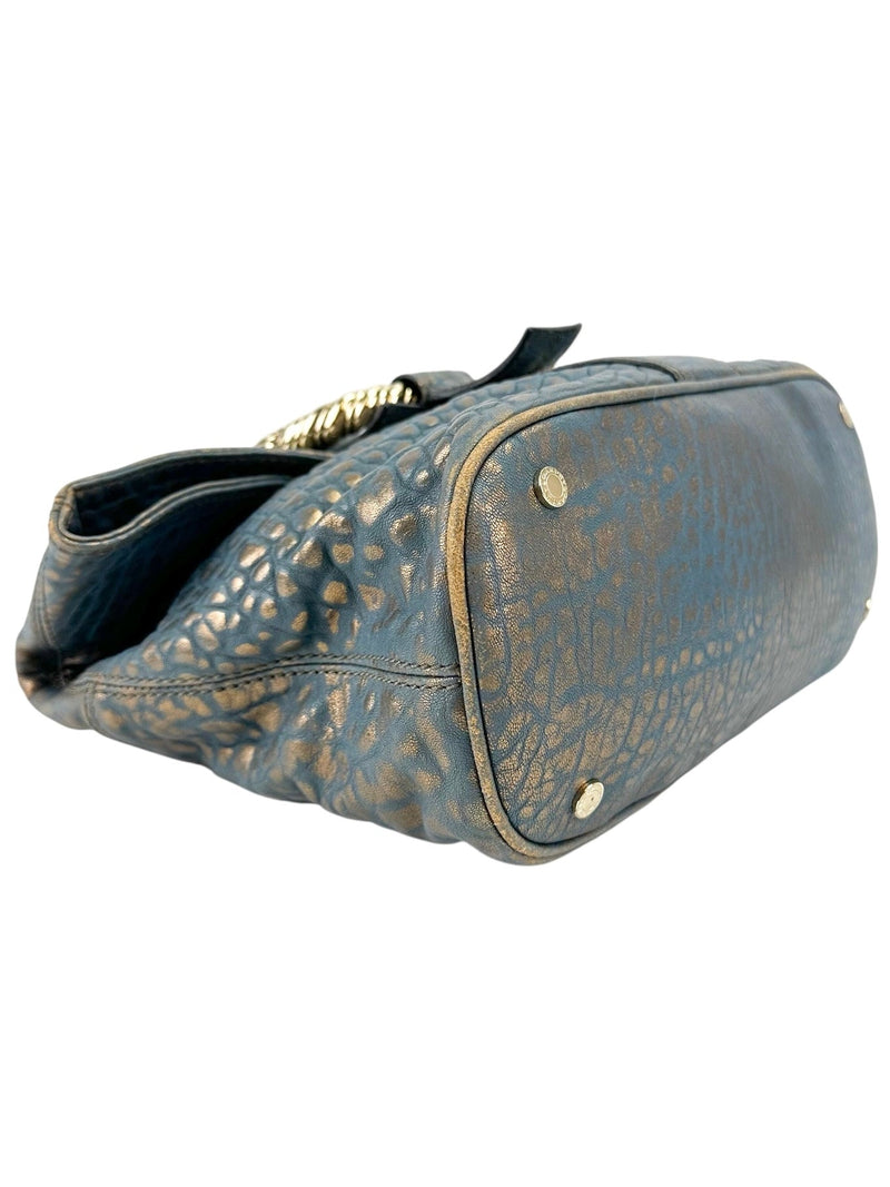Bvlgari Blue and Gold Blue Leoni Handbag