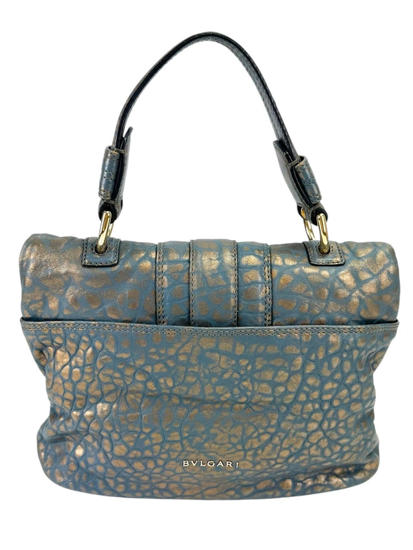 Bvlgari Blue and Gold Blue Leoni Handbag