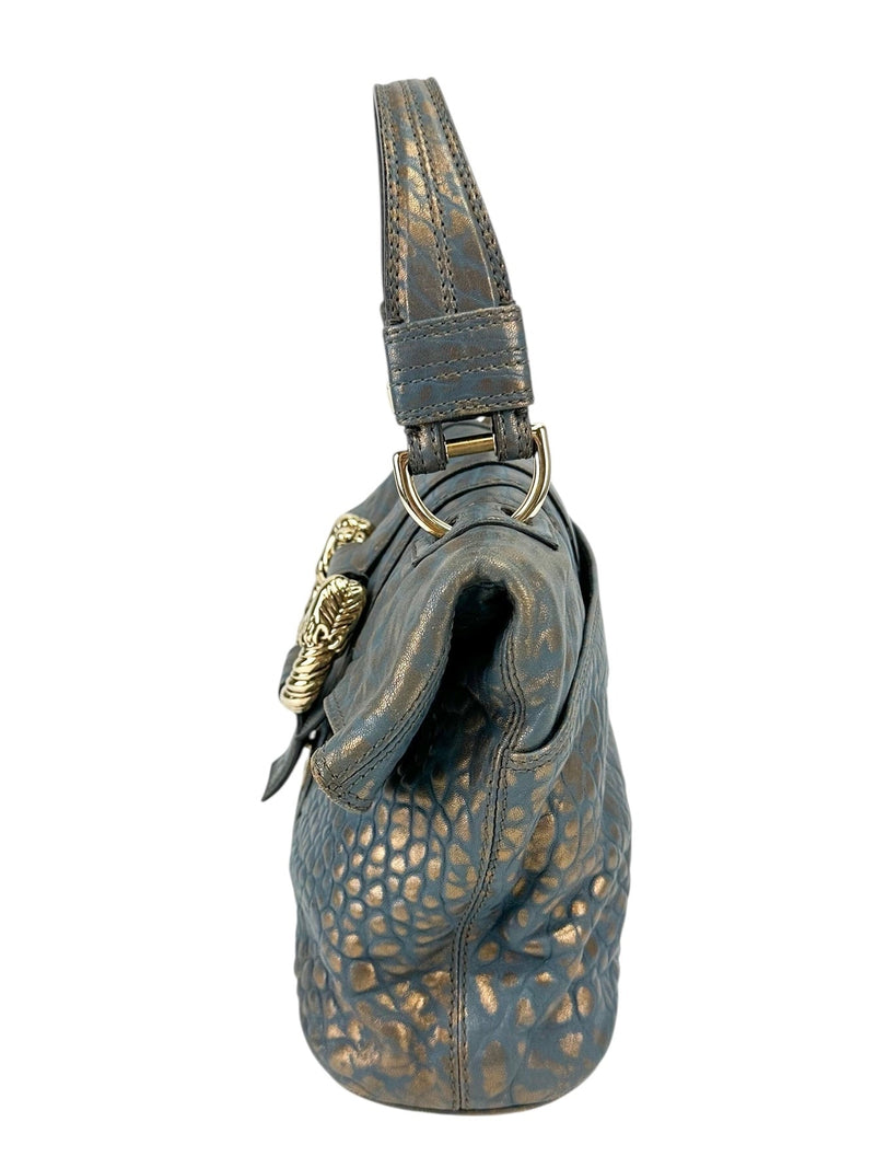 Bvlgari Blue and Gold Blue Leoni Handbag