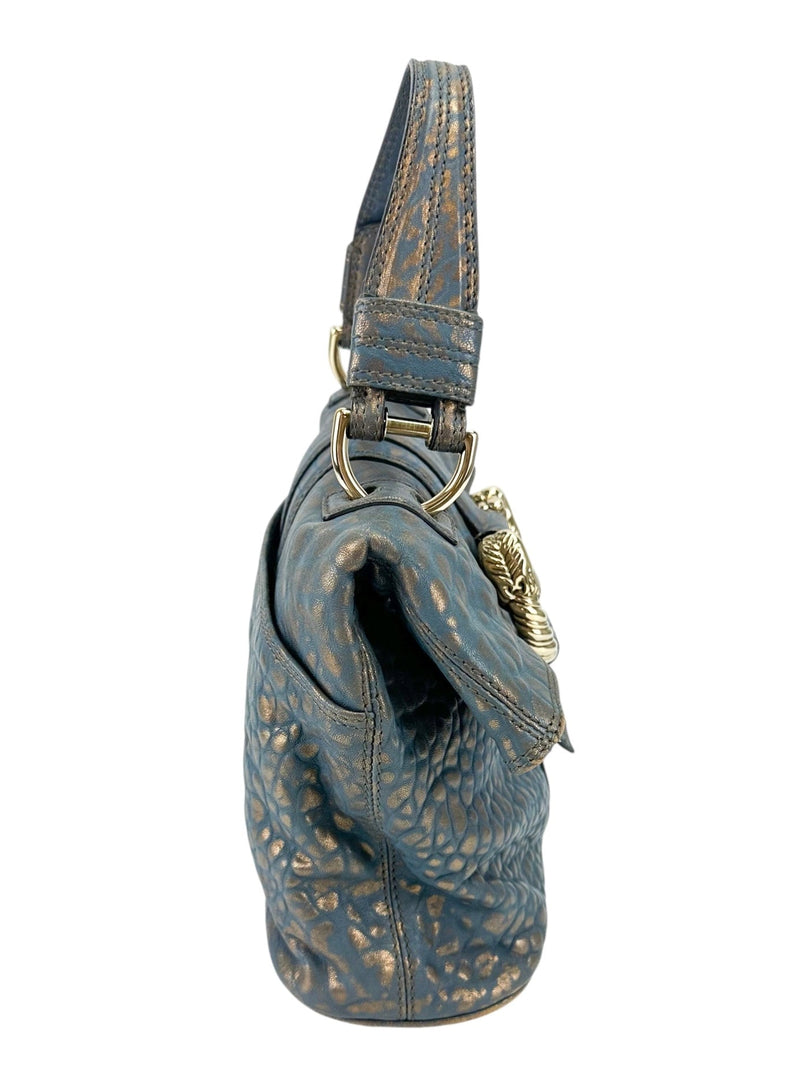 Bvlgari Blue and Gold Blue Leoni Handbag