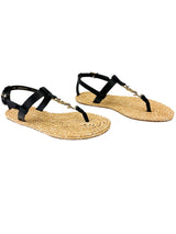 Saint Laurent Black and Gold Cassandra Sandals Size 37.5