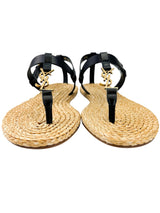 Saint Laurent Black and Gold Cassandra Sandals Size 37.5