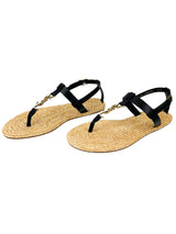 Saint Laurent Black and Gold Cassandra Sandals Size 37.5