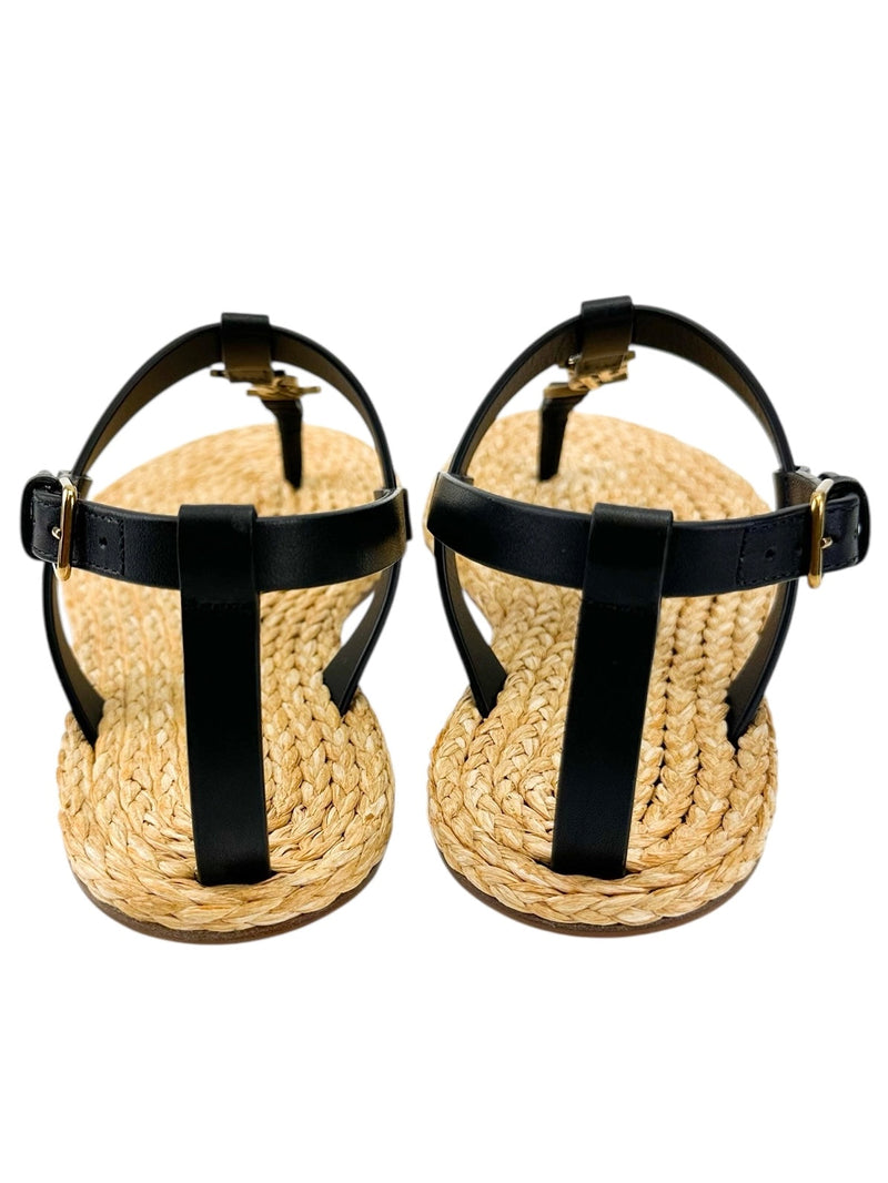 Saint Laurent Black and Gold Cassandra Sandals Size 37.5