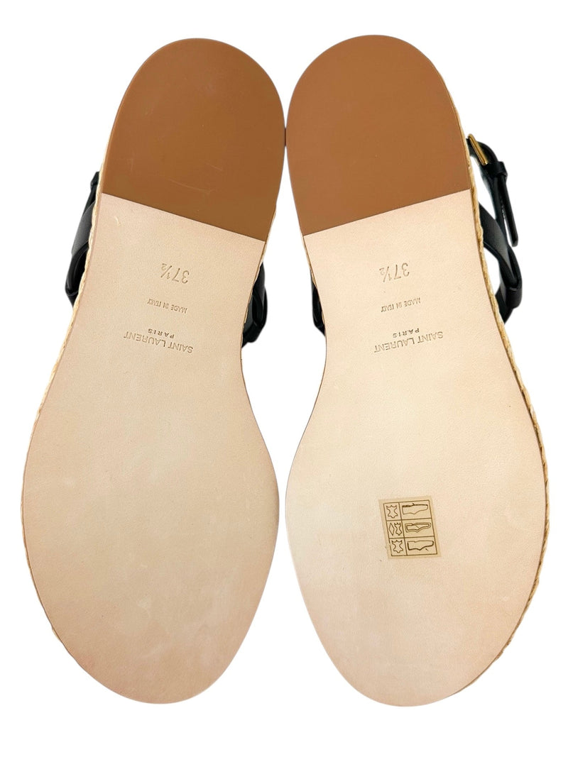 Saint Laurent Black and Gold Cassandra Sandals Size 37.5