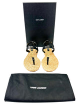 Saint Laurent Black and Gold Cassandra Sandals Size 37.5