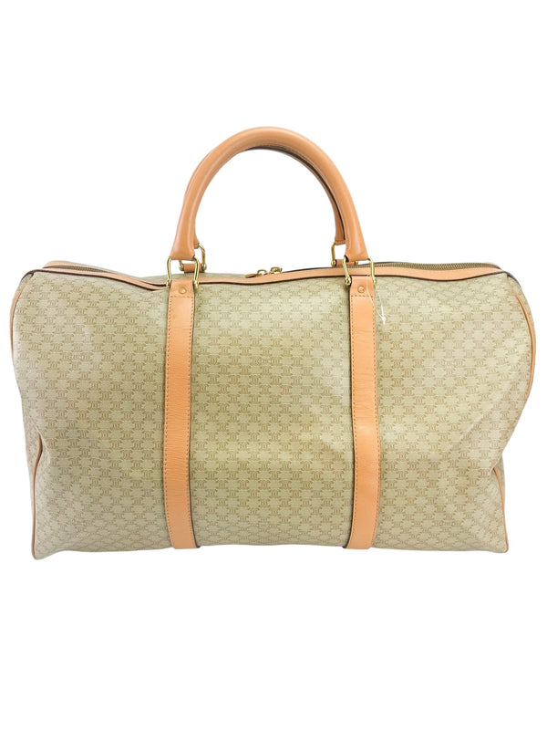 Celine Beige Macadam Canvas Boston Bag