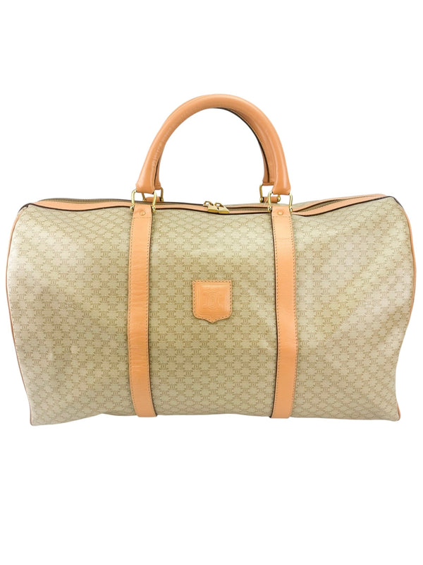Celine Beige Macadam Canvas Boston Bag