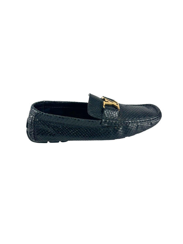 Louis Vuitton Black Snakeskin Loafers Size 9