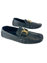 Louis Vuitton Black Snakeskin Loafers Size 9