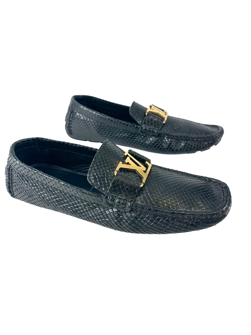 Louis Vuitton Black Snakeskin Loafers Size 9
