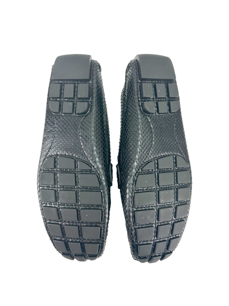 Louis Vuitton Black Snakeskin Loafers Size 9