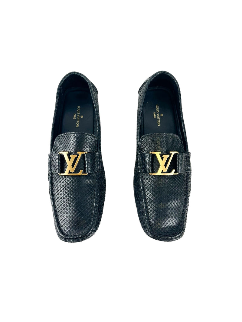 Louis Vuitton Black Snakeskin Loafers Size 9