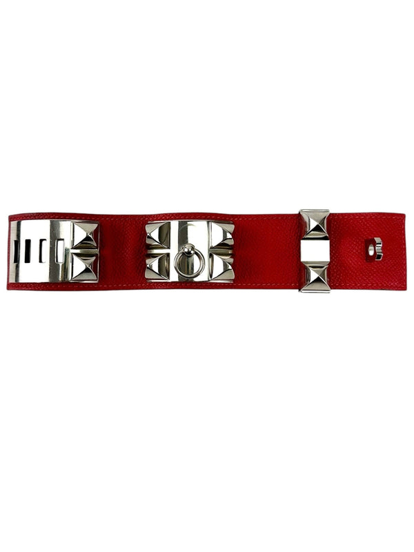Hermes Red Collier de chien leather bracelet
