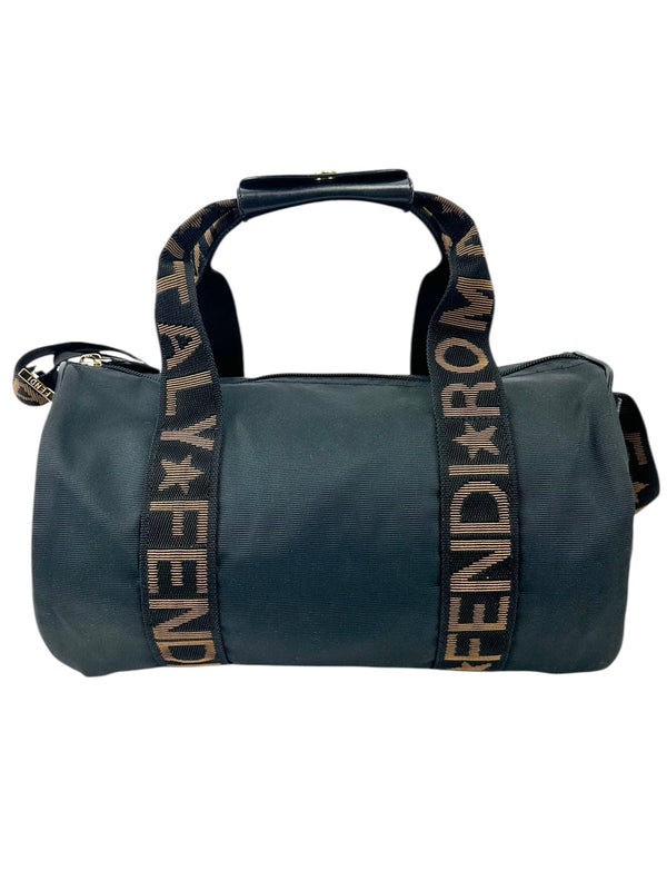 Fendi Black Nylon Two Way Boston Bag