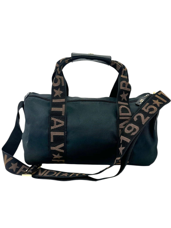 Fendi Black Nylon Two Way Boston Bag