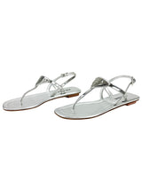 Prada Metallic Silver Thong Sandals Size 36