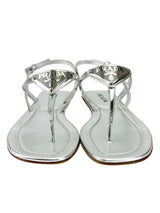 Prada Metallic Silver Thong Sandals Size 36