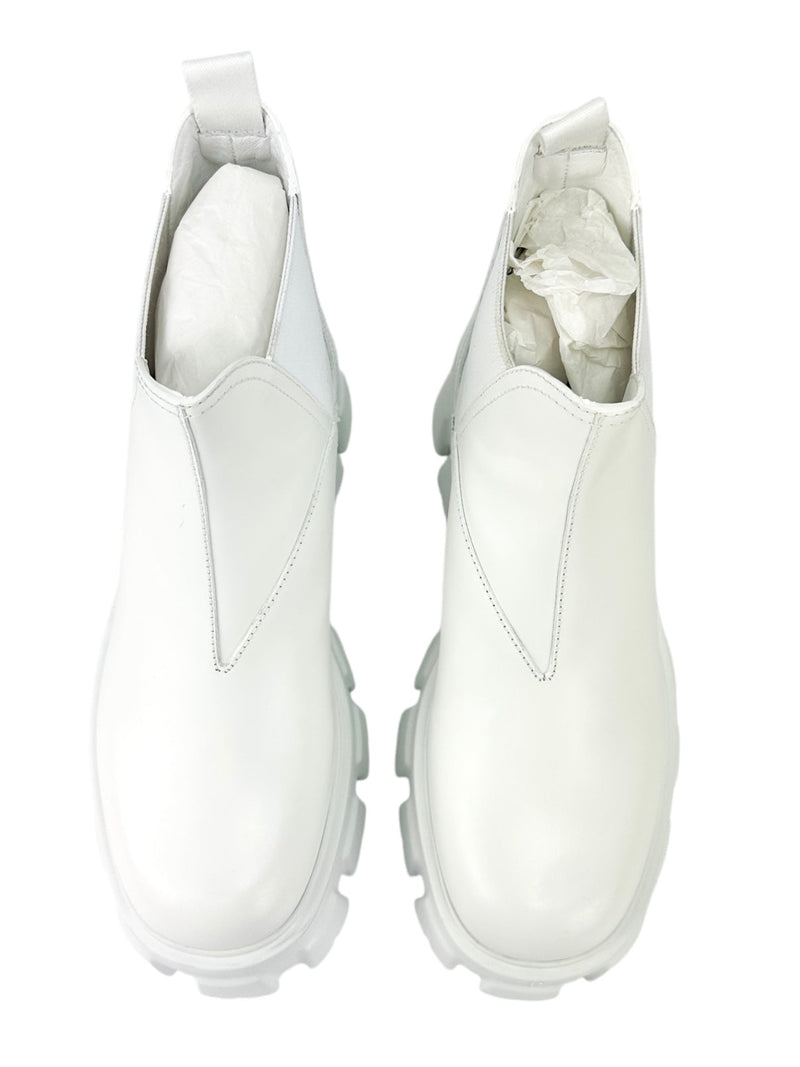 Prada Cream Monolith Chelsea Combat Boots Size 39
