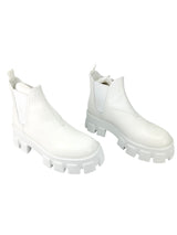 Prada Cream Monolith Chelsea Combat Boots Size 39