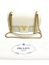Prada White Pattina Flap Shoulder Bag