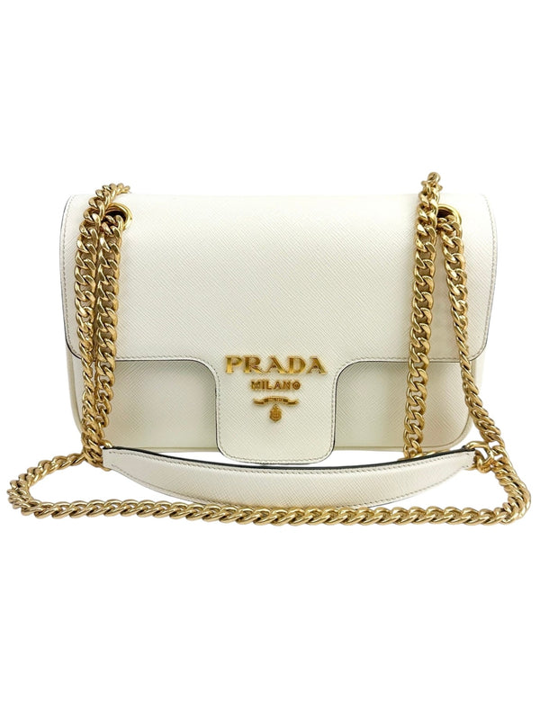 Prada White Pattina Flap Shoulder Bag
