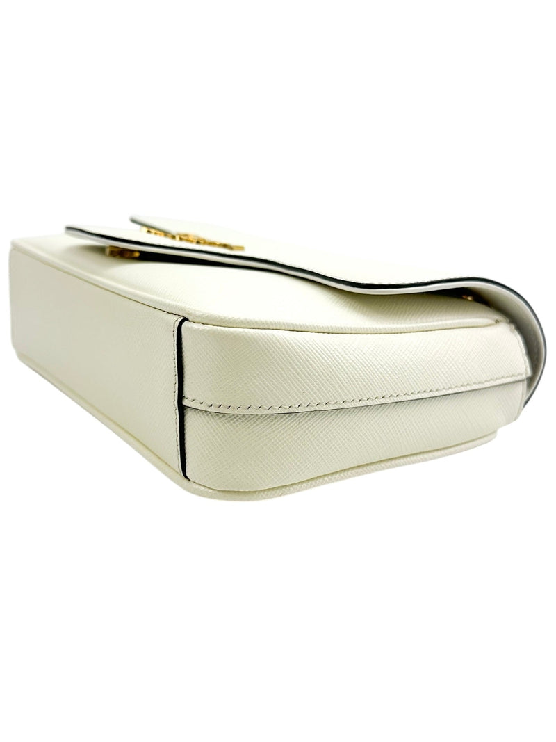 Prada White Pattina Flap Shoulder Bag