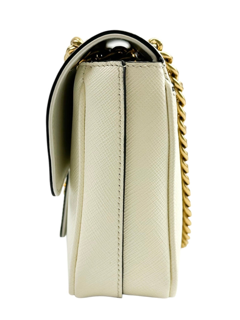 Prada White Pattina Flap Shoulder Bag