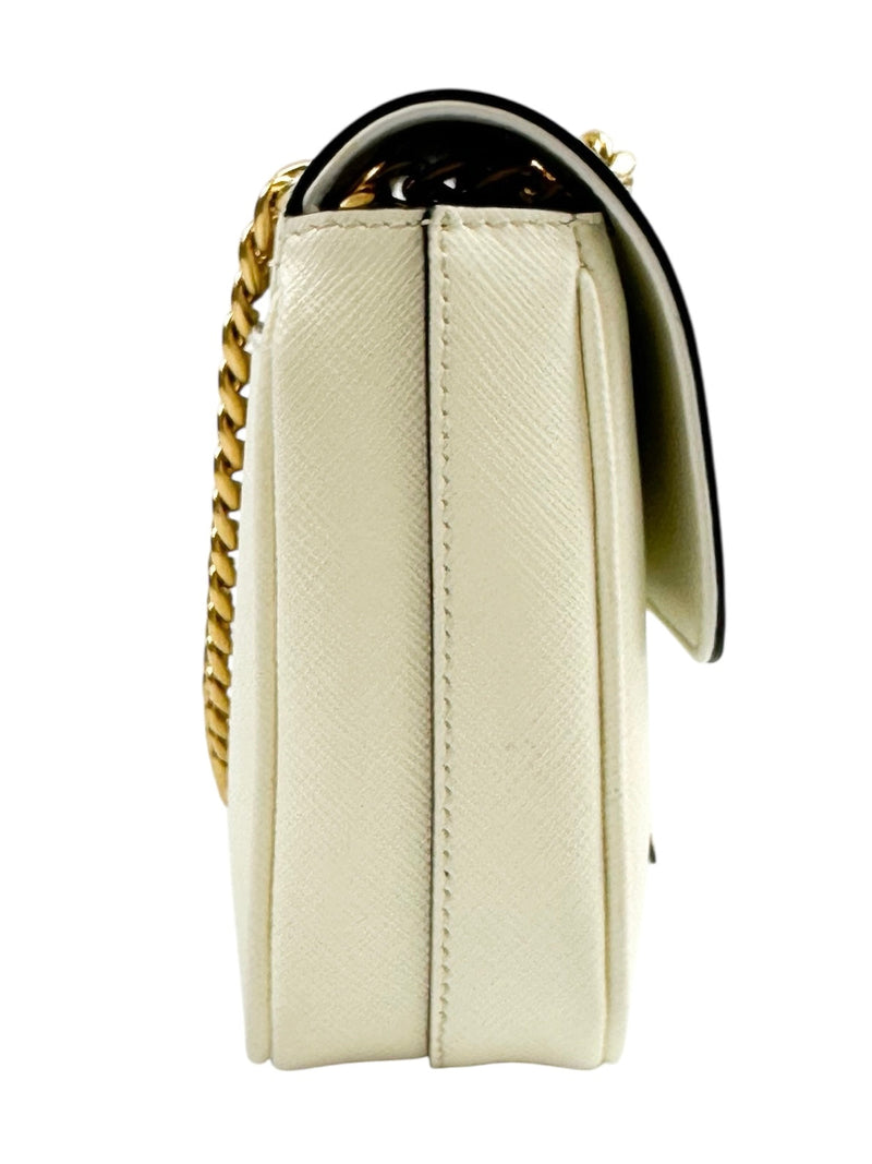 Prada White Pattina Flap Shoulder Bag
