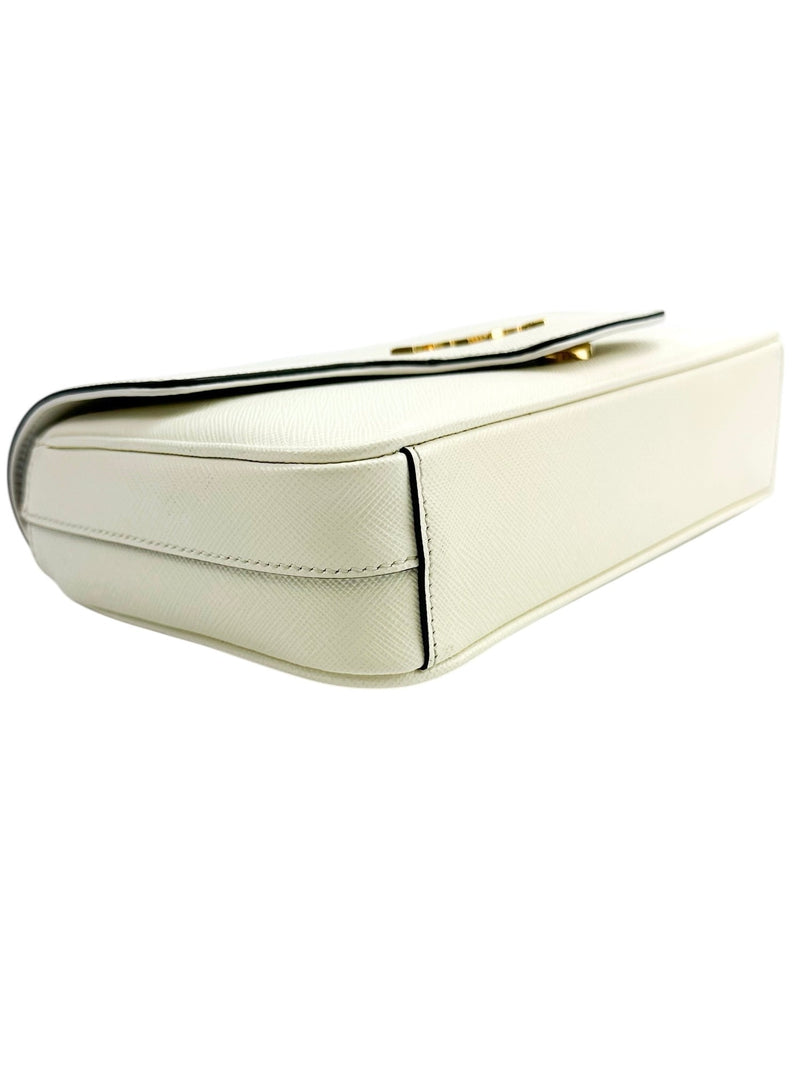 Prada White Pattina Flap Shoulder Bag