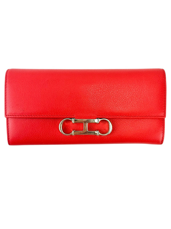 Carolina Herrera Red Full size wallet with initials