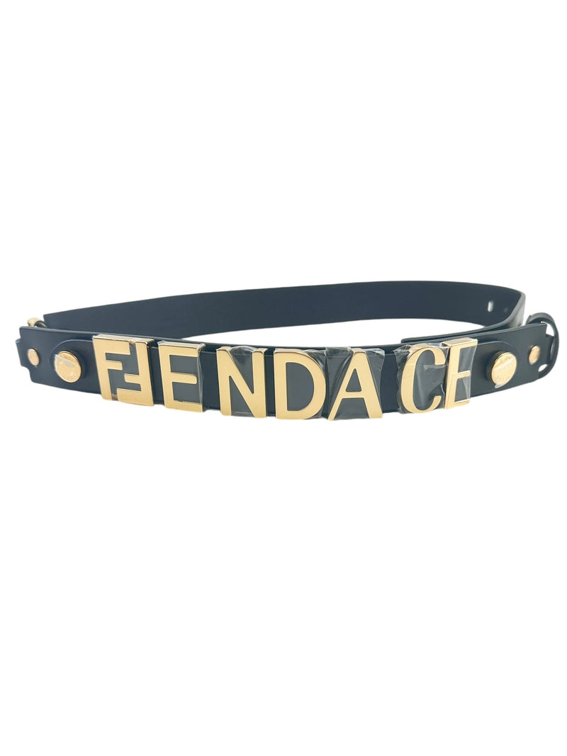 Fendi Black Fendace Belt Size 80/32