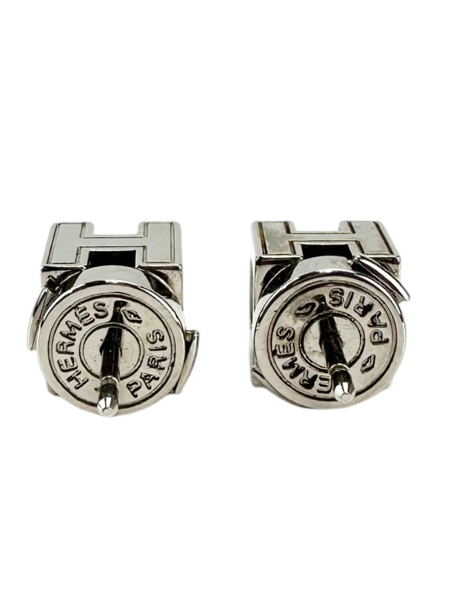 Hermes Silver Cage d'H Earrings
