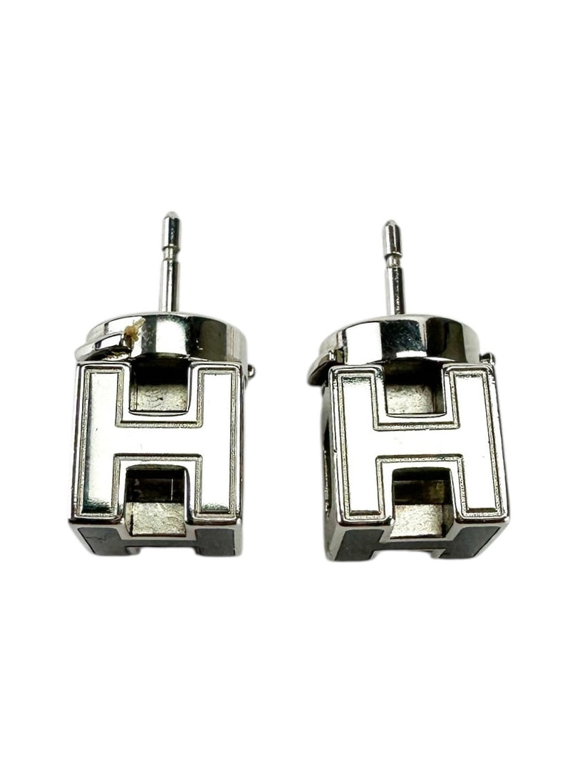 Hermes Silver Cage d'H Earrings