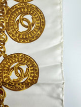 Chanel Cream & Yellow Coco Scarf