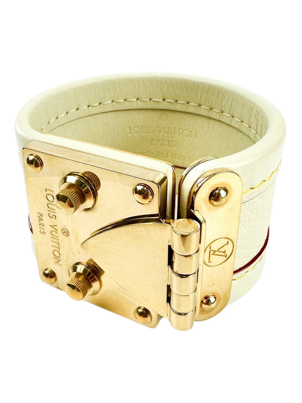 Louis Vuitton Beige Leather Suhail Serrure Bracelet