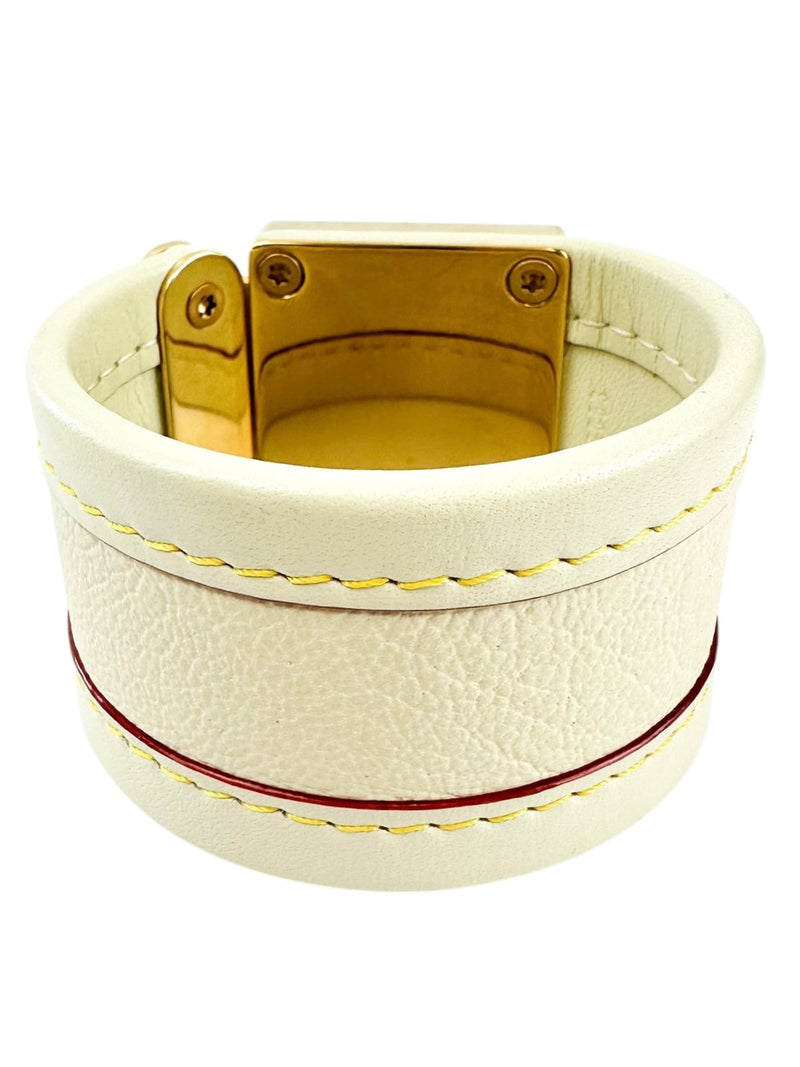 Louis Vuitton Beige Leather Suhail Serrure Bracelet