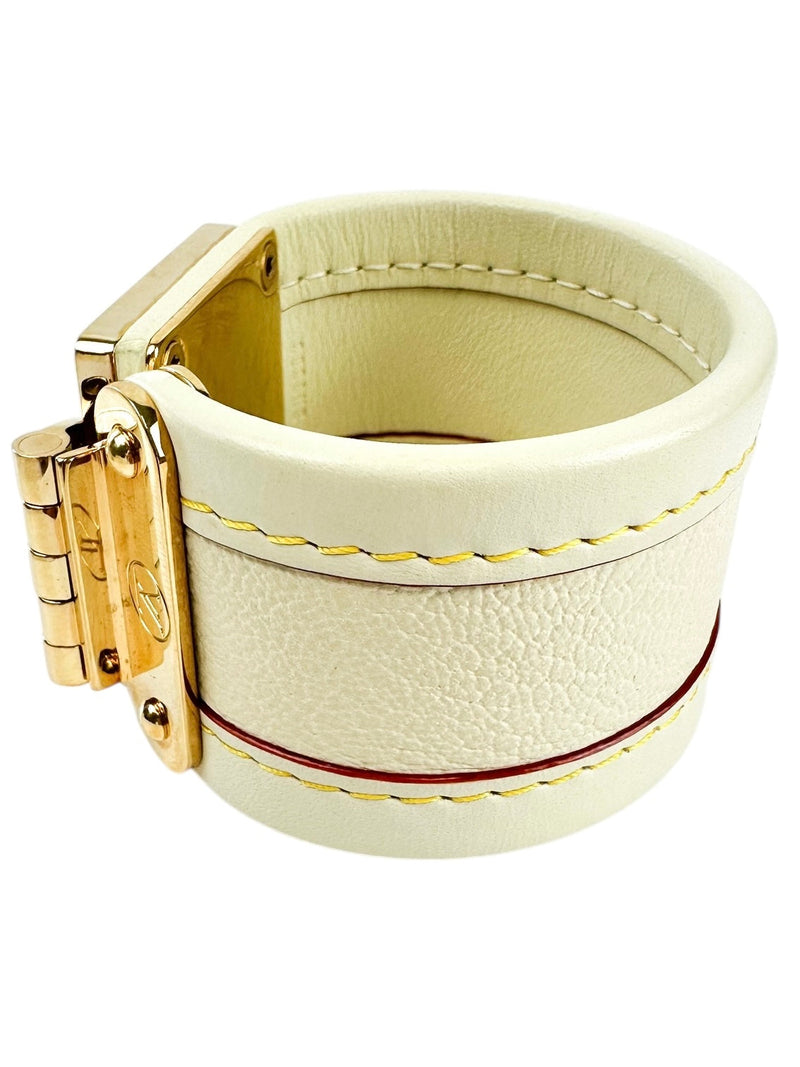 Louis Vuitton Beige Leather Suhail Serrure Bracelet