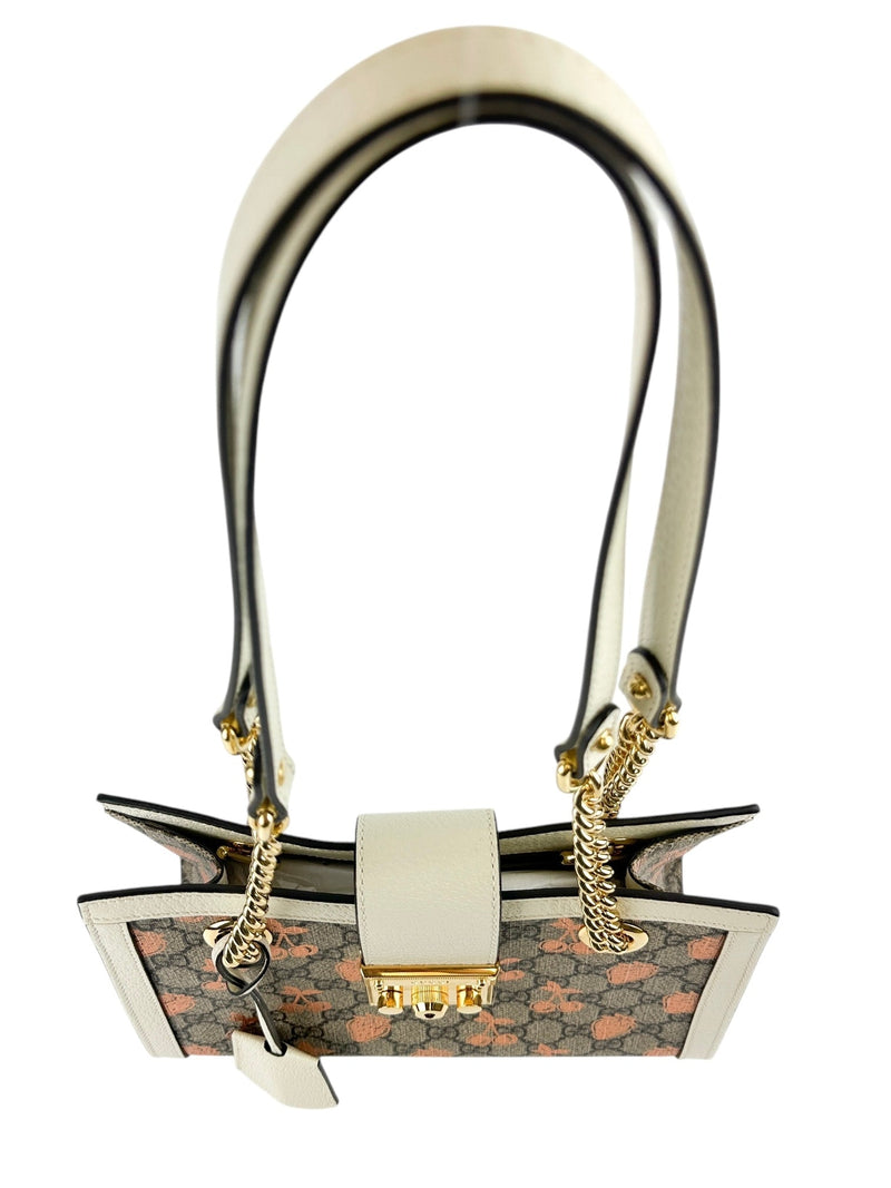 Gucci Cream GG Supreme Padlock Berry Light Copper Shoulder Bag