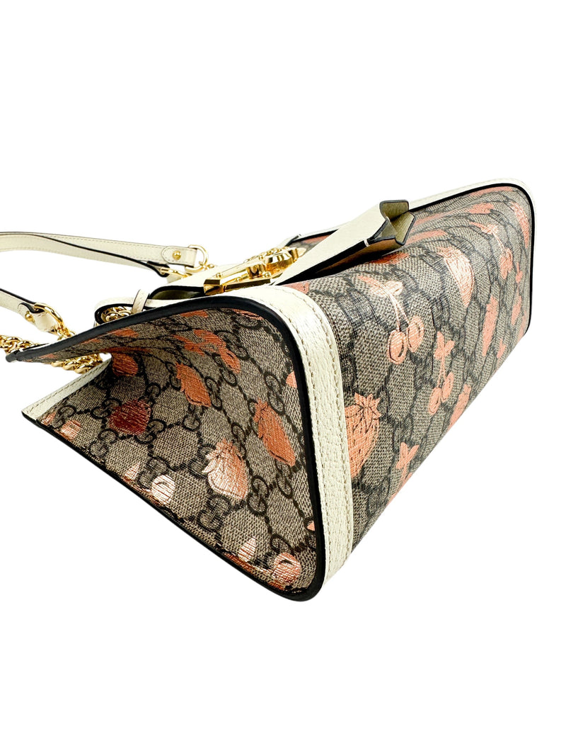 Gucci Cream GG Supreme Padlock Berry Light Copper Shoulder Bag