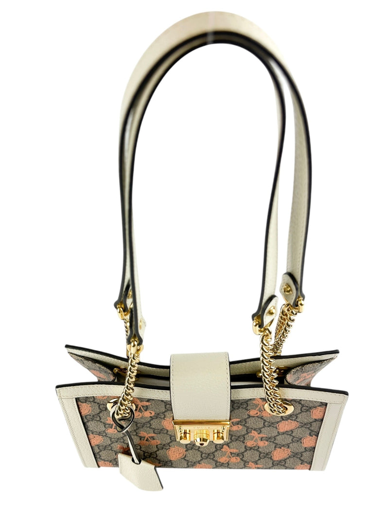 Gucci Cream GG Supreme Padlock Berry Light Copper Shoulder Bag