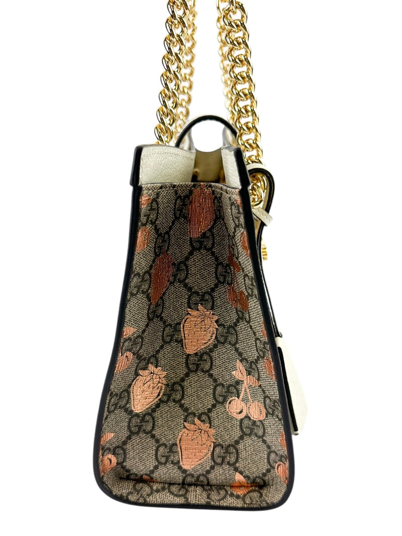 Gucci Cream GG Supreme Padlock Berry Light Copper Shoulder Bag