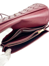 Bottega Veneta Burgundy Nappa Studded Wallet on Strap
