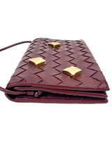 Bottega Veneta Burgundy Nappa Studded Wallet on Strap