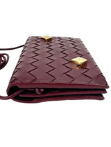 Bottega Veneta Burgundy Nappa Studded Wallet on Strap